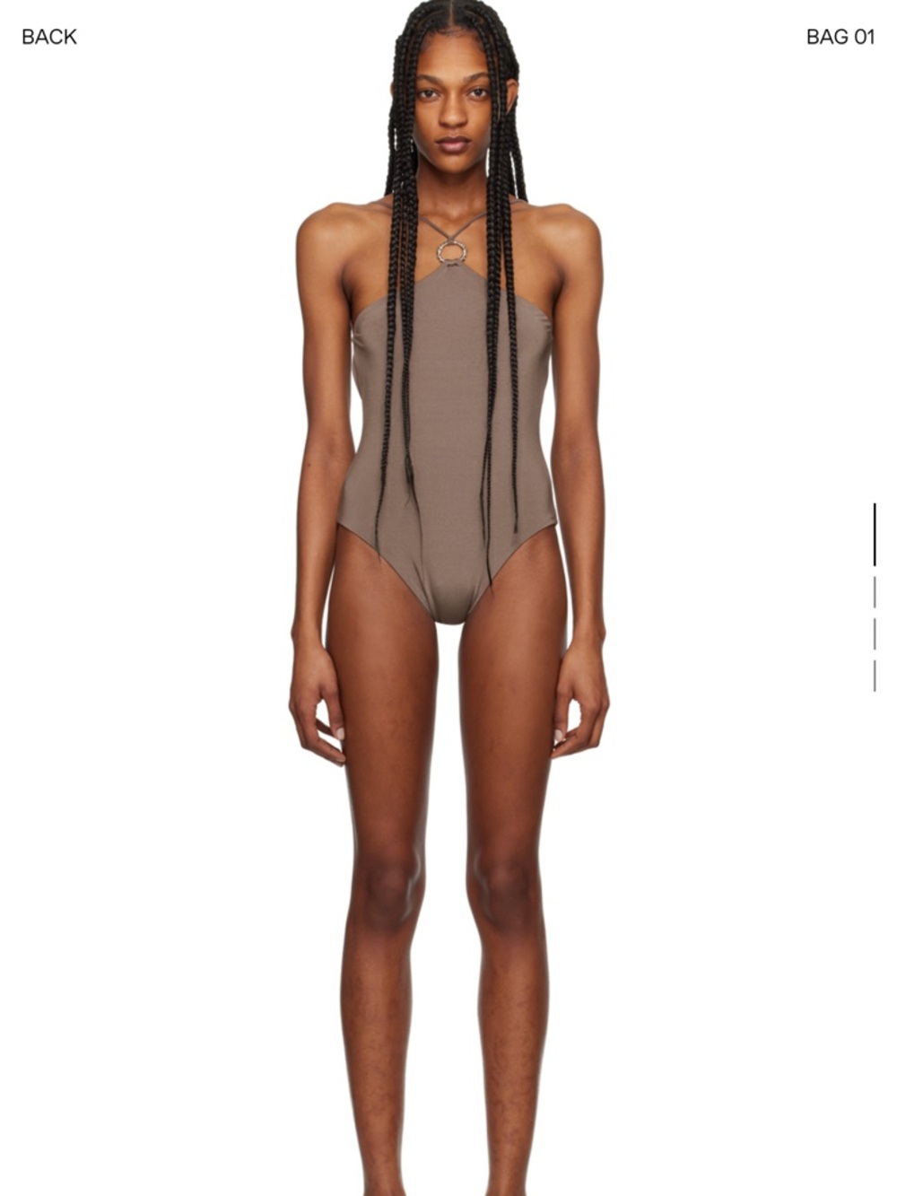 Taupe Halter One-Piece Swimsuit — Classic Minimal Fit